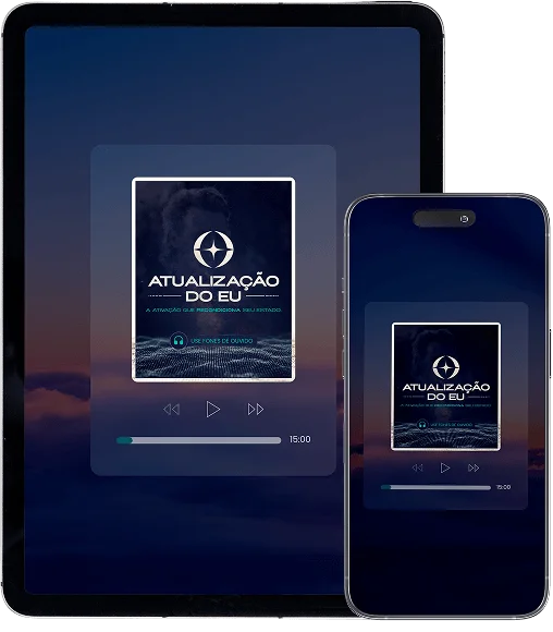 Mockup do app Atualização do Eu em tablet e celular